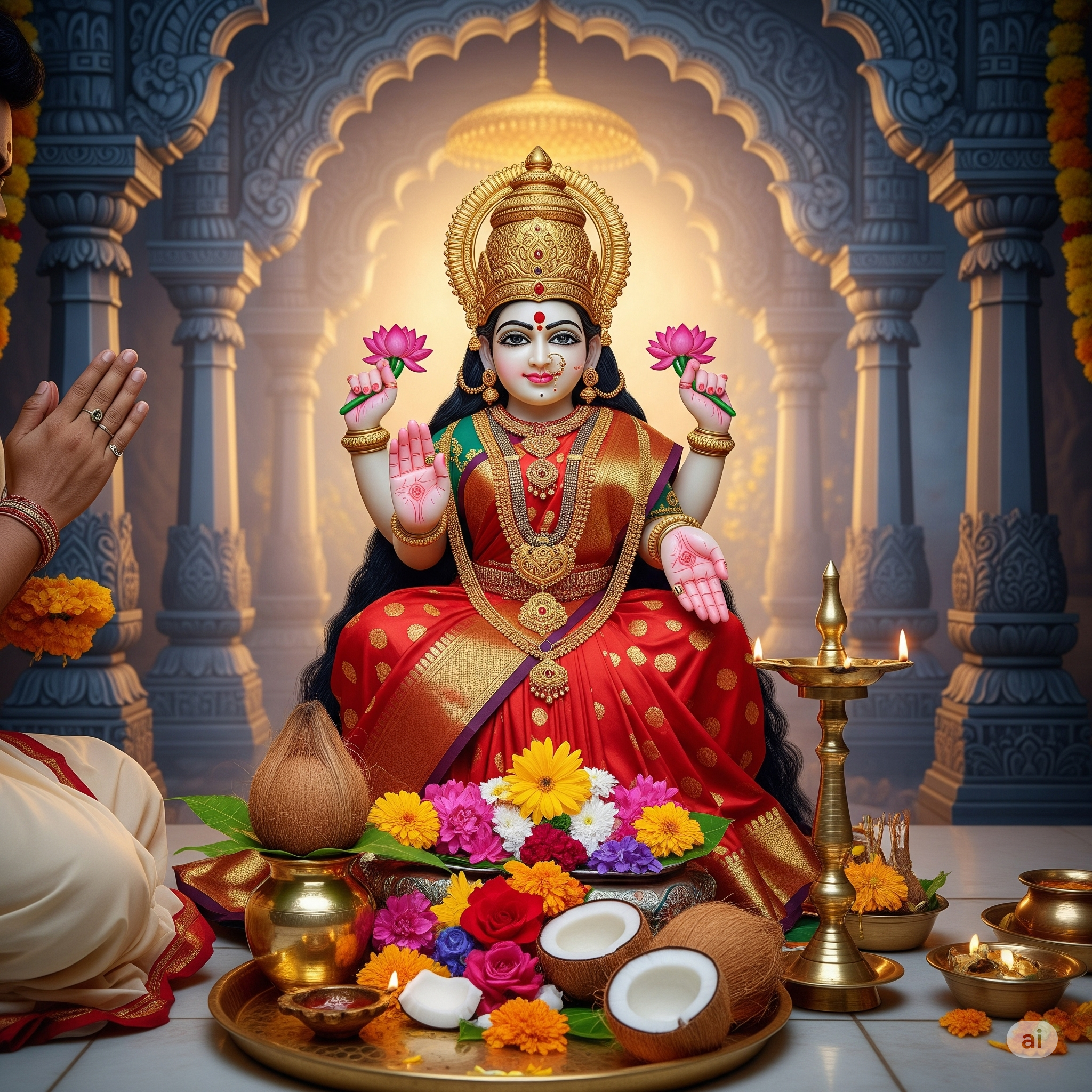 Nariyal & Pusp Offer To Bhuvaneshwai Devi